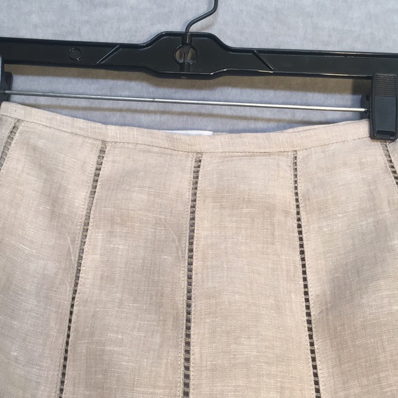 KATHRINE BARCLAY 100% Natural Linen Fully Lined 10 Gore Skater Skirt Side Zipper - Picture 3 of 15